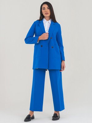 Saks Mavisi Kadın Pantolon Ceket Takım