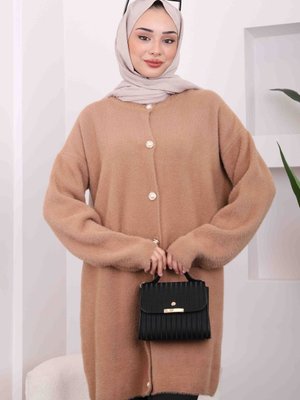 Bisküvi Düğmeli Angora Triko Hırka