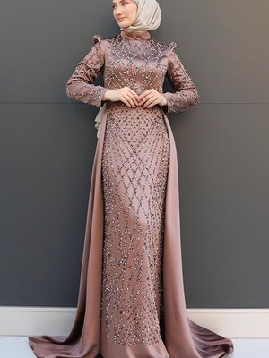 Tuana Abiye Elbise Koyu Gül Kurusu Tuana Abiye Elbise Koyu Gül Kurusu