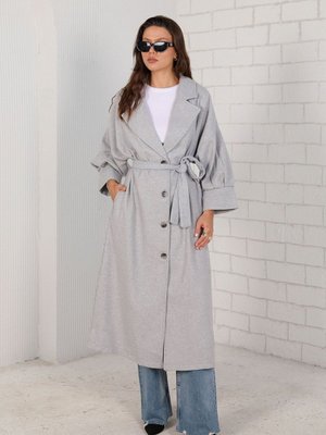 Gri Balon Kol Kaşe Kaban