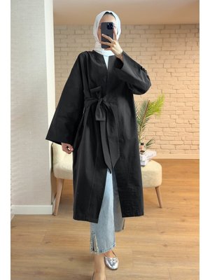 Siyah Yandan Bağlamalı Kimono