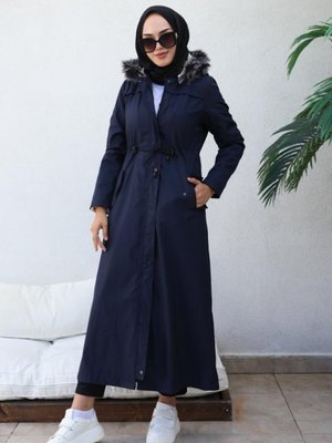 Kapüşonlu Bondit Mont Lacivert