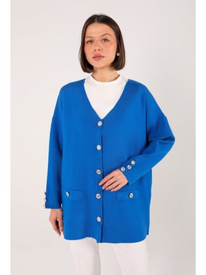 Saks Düğmeli Triko Hırka