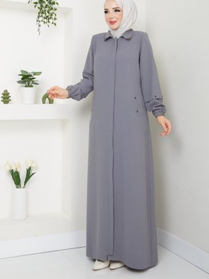 Yazlık Pardesü Ferace Büyük Beden Fermuarlı Yazlık Pardesü Ferace Büyük Beden Fermuarlı