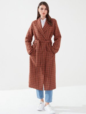 Kahverengi Terra Kadın Oversize Trençkot