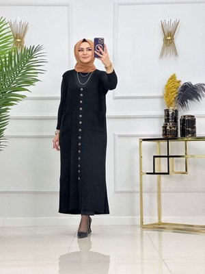 Fitilli Triko Yelek, Uzun Elbise Görünümlü Yelek