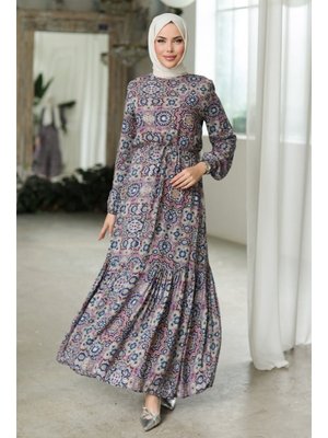 Pudra Yeral Dokuma Viskon Elbise