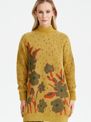 Çiçek Desenli Triko Tunık Lime