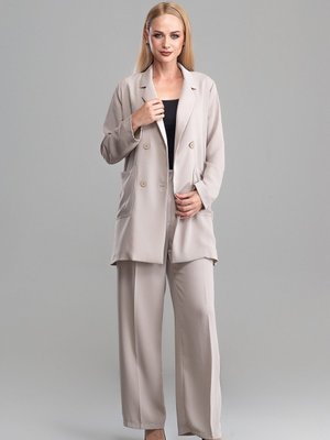 Taş Rengi Kadın Pantolon Ceket Takım