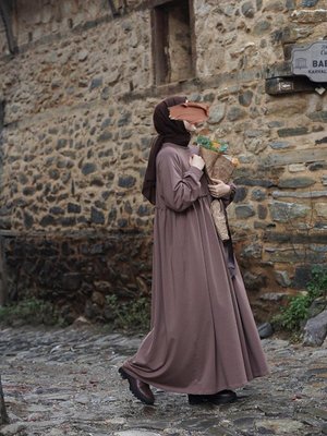 Robalı Sweat Elbise Koyu Vizon Robalı Sweat Elbise Koyu Vizon