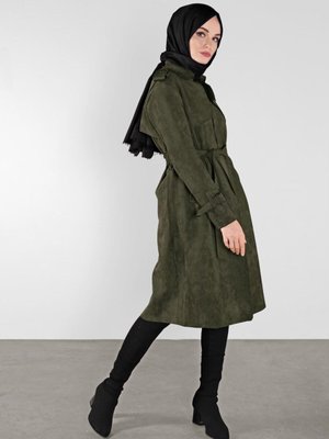 Beli Kuşaklı Süet Trençkot Beli Kuşaklı Süet Trençkot