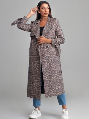 Desenli Arrow Kadın Oversize Trençkot