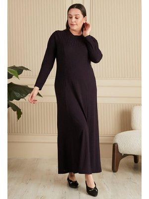 Mürdüm Büyük Beden Nergiz Jakar Anne Elbise Mürdüm Büyük Beden Nergiz Jakar Anne Elbise