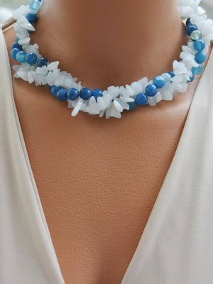 Aventurin Ve Mavi Akik Kolye