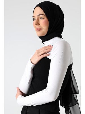 Balıkçı Yaka Boyunluklu Kolluk Beyaz