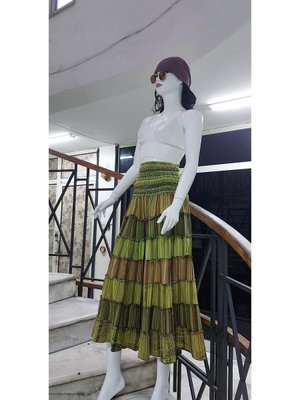 Renkli Hint Etnik Kat Kat Kesim Beli Gipeli Straplez Elbise Uzun Etek