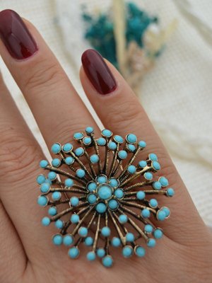 Helen Turkuaz Ayarlanabilir Yüzük