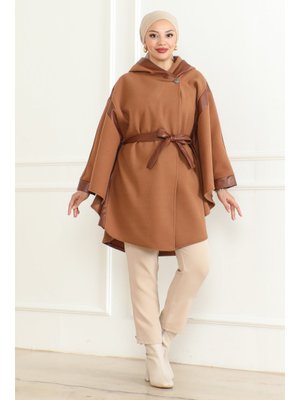 Vizon Kuşaklı Deri Detaylı Panço &