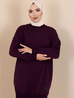 İki İplik Düz Renk Ribanalı Sweatshirt İki İplik Düz Renk Ribanalı Sweatshirt
