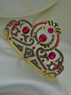 Gold Rengi Düğün Nişan Kına Gelin Tacı