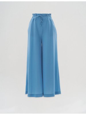 Geniş Paça Bağcıklı Pantolon Mavi