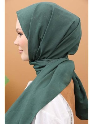 Desenli Pamuk Viskon Şal Zümrüt