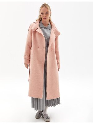 Premium Yün Balık Sırtı Desenli Kaban Pudra Premium Yün Balık Sırtı Desenli Kaban Pudra