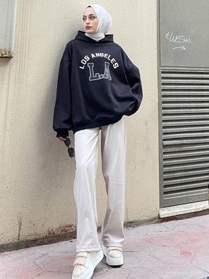 Moda Los Angeles Baskılı Oversize Sweatshirt Siyah Moda Los Angeles Baskılı Oversize Sweatshirt Siyah