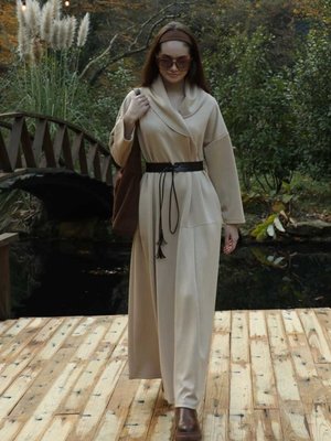 V Şal Yaka Modal Elbise Taş V Şal Yaka Modal Elbise Taş