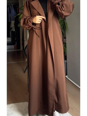 Kol Detaylı Trençkot Kahverengi Kol Detaylı Trençkot Kahverengi