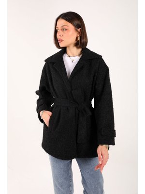 5562k Siyah Astarlı Kaşe Kaban