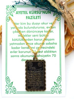 El Kürsü Kolye Altin Renk Ayet