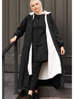 Kadin Fermuarli Cepli Kapüşonlu Bondit Mont Kadin Fermuarli Cepli Kapüşonlu Bondit Mont