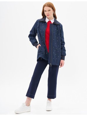 Fermuar Kapamalı Taş İşlemeli Mont Koyu Lacivert Fermuar Kapamalı Taş İşlemeli Mont Koyu Lacivert