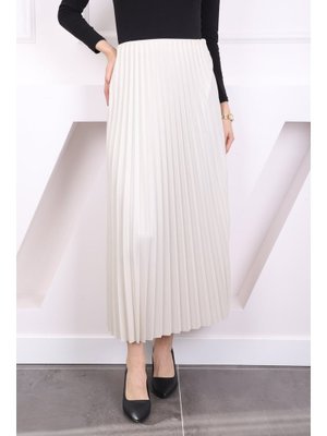 Taş Deri Görünümlü Piliseli Etek