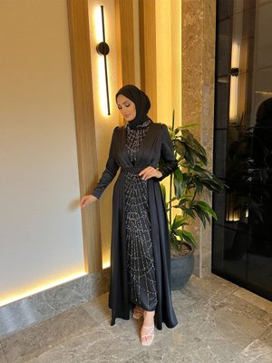 Alev Abiye Elbise Siyah