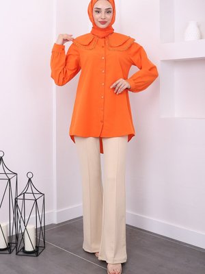 Orange Bebe Yaka Güpürlü Gömlek Orange Bebe Yaka Güpürlü Gömlek