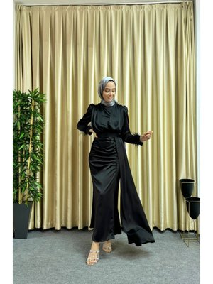 Kuyruklu Detaylı Saten Abiye Elbise Kuyruklu Detaylı Saten Abiye Elbise