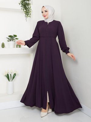 Ortası İşlemeli Medine İpeği Yazlık Ferace