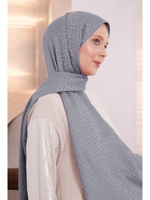 Dikdörtgen Desen Blue Jakar Şal Gümüş Dikdörtgen Desen Blue Jakar Şal Gümüş