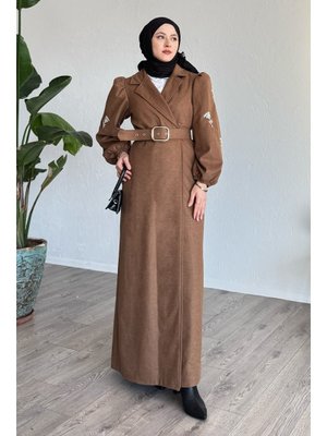Boncuk İşlemeli Kemerli Camel Kap Boncuk İşlemeli Kemerli Camel Kap
