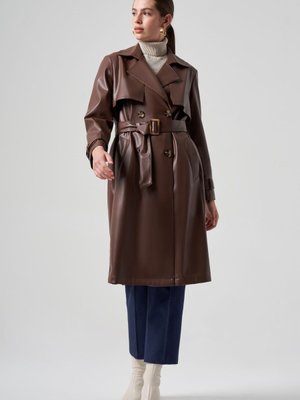 Deri Trençkot Kahve