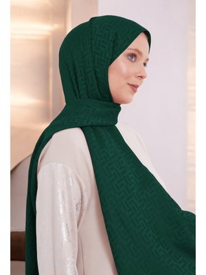 Dikdörtgen Desen Blue Jakar Şal Zümrüt Yeşili Dikdörtgen Desen Blue Jakar Şal Zümrüt Yeşili