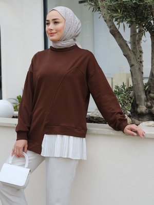 Pilise Detaylı Tunik Kahverengi Pilise Detaylı Tunik Kahverengi