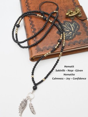 Çok Renkli Doğaltaş Uzun Erkek Kolye