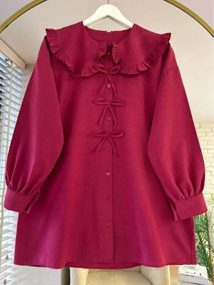 Fırfırlı Bebe Yaka Fiyonk Detaylı Gömlek