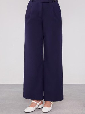 Lacivert Gizli Düğmeli Kumaş Pantolon