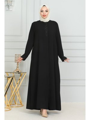 Siyah Anne Taşlı Nakışlı