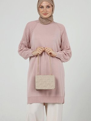 Kolu Saç Örgü Kışlık Uzun Triko Tunik Kolu Saç Örgü Kışlık Uzun Triko Tunik