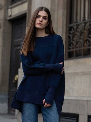 Parmak Geçme Detaylı Sweatshırt Lacivert